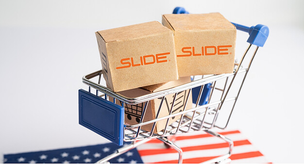 Slide Shopping Cart with Flag